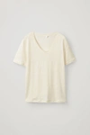 COS LINEN T-SHIRT WITH RAW EDGES,0912174002