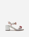 DOLCE & GABBANA PATENT LEATHER SANDALS WITH STONE EMBROIDERY