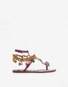 DOLCE & GABBANA PATENT LEATHER FLIP FLOPS WITH EMBROIDERY