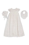 Carriage Boutique 4-piece All Lace Christening Set With Bonnet & Bib In Off White