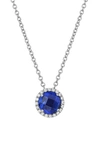 Lafonn Birthstone Halo Pendant Necklace In September Sapphire / Silver