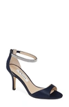 Nina Volanda Ankle Strap Sandal In Navy Satin