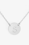 NASHELLE STERLING SILVER INITIAL DISC NECKLACE,IDN6008S