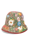 GUCCI CLAUDIA FLORA PRINT GG SUPREME CANVAS BUCKET HAT,6039884HI89