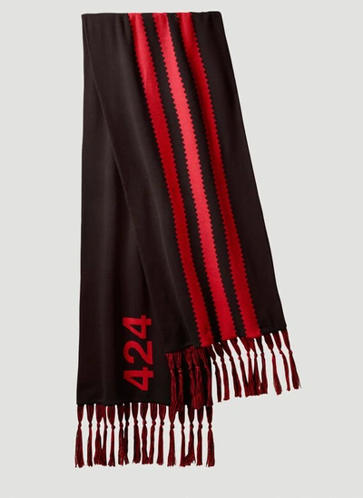 Adidas By 424 Contrast-stripe Scarf In Black