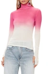 Afrm Zadie Semi Sheer Turtleneck In Pink Ombre