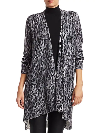 Saks Fifth Avenue Women's Collection Leopard-print Cashmere Cardigan In Black Combo