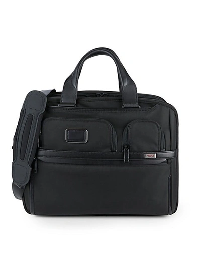 Tumi Leather-trim Expandable Laptop Brief Bag In Black
