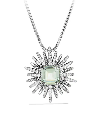 David Yurman Starburst Sterling Silver, Prasiolite & Diamond Pendant Necklace