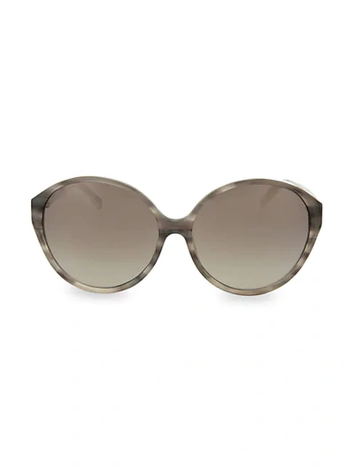 Linda Farrow 63mm Snakeskin Leather Round Sunglasses In Grey