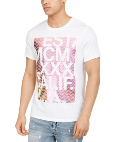 Guess Men's Shiny Mcm Logo Graphic T-shirt In Pure White