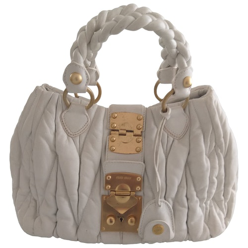 Pre-Owned Miu Miu MatelassÉ White Leather Handbag | ModeSens