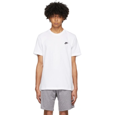 Nike Logo-embroidered Cotton-jersey T-shirt In White