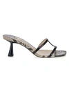 JIMMY CHOO Ria Square-Toe Snakeskin-Embossed Leather Mules