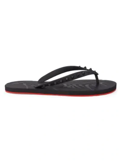 Christian Louboutin Loubi Studded Flip Flops In Black