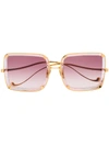 Anna-karin Karlsson White Moon Square Sunglasses In Gold