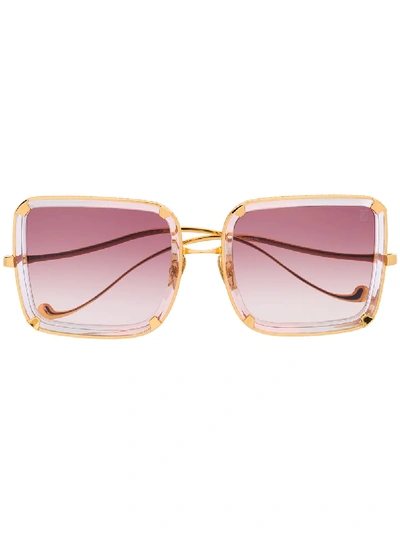 Anna-karin Karlsson White Moon Square Sunglasses In Gold