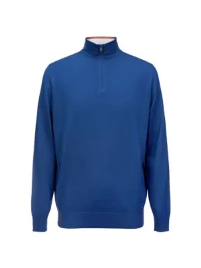 Loro Piana Ryder Cup Quarter-zip Cashmere Pullover In Blue