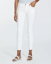 Lafayette 148 Thompson Dynamic Herringbone Jacquard Slim-leg Jeans In White