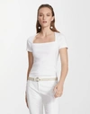 Lafayette 148 Plus-size Swiss Cotton Rib Corinne Top In White