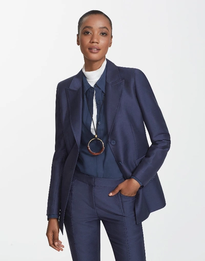 Lafayette 148 Petite Gateway Cloth Maggie Blazer In Blue