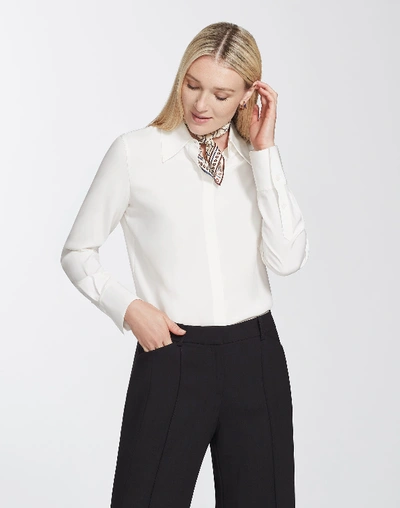 Lafayette 148 Petite Matte Silk Julianne Blouse In White