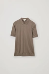 Cos Short-sleeved Knitted Polo In Brown