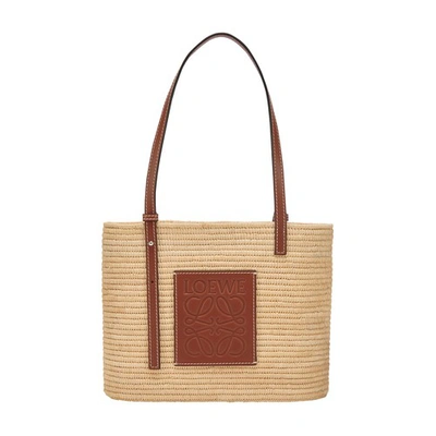 Loewe Small Square Basket Bag In Natural Pecan