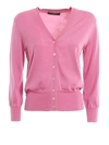 Dolce & Gabbana V-neck Long-sleeve Button-front Knit Cardigan In Pink