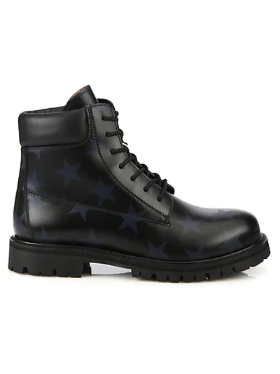 Valentino Garavani Hologram Stars Leather Combat Boots In Black