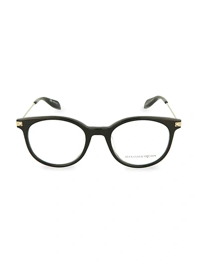 Alexander Mcqueen 50mm Oval Reading Glasses In Black