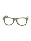 SAINT LAURENT 50MM SQUARE GLITTER READING GLASSES,0400012680534