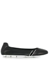 Hogan H511 Black Silver Flat Ballerina Shoes In Black