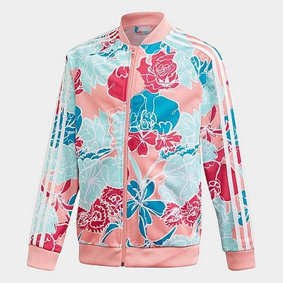 Adidas Originals Kids' Adidas Girls' Originals Allover Floral Print Sst Track Jacket In Glory Pink/multicolor