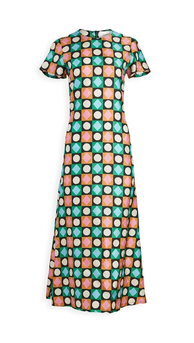 La Doublej Edition 20 Geometric Print Silk Swing Dress In Lucky Charms