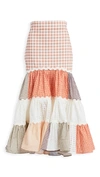 SILVIA TCHERASSI PETRONA MIX GINGHAM MIDI SKIRT