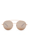 Raen Scripps 55mm Rounded Aviator Sunglasses In Rose Gold-brown Silver Mirror