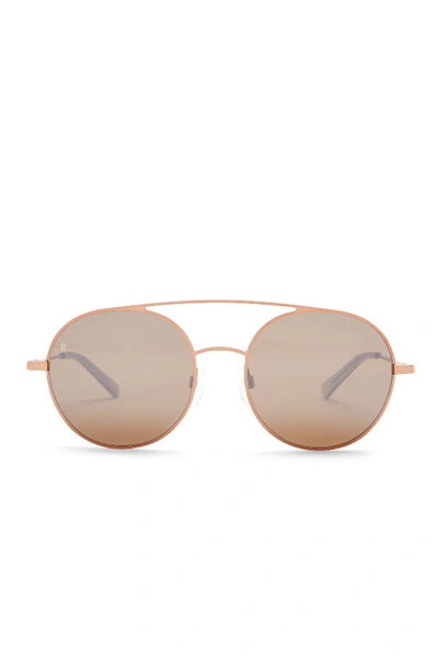 Raen Scripps 55mm Rounded Aviator Sunglasses In Rose Gold-brown Silver Mirror