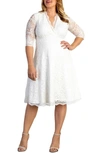 Kiyonna Women's Plus Size Bella Lace A-line Cocktail Dress In Ivory