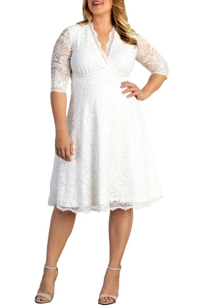 Kiyonna Women's Plus Size Bella Lace A-line Cocktail Dress In Ivory