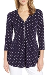 Chaus Zipper Dot Top In Evening Navy