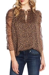 Cece Leopard Tie Neck Blouse In Spicewood