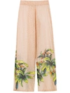 Amir Slama Silk Printed Trousers In Neutrals