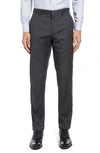 Hugo Boss Gibson Cyl Flat Front Solid Slim Fit Wool Dress Pants In Grey