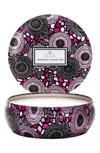 Voluspa Three-wick Lidded Tin Candle In Japanese Plum Bloom