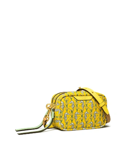 Tory Burch Perry Seahorse Print Mini Leather Crossbody Bag In Yellow Seahorse