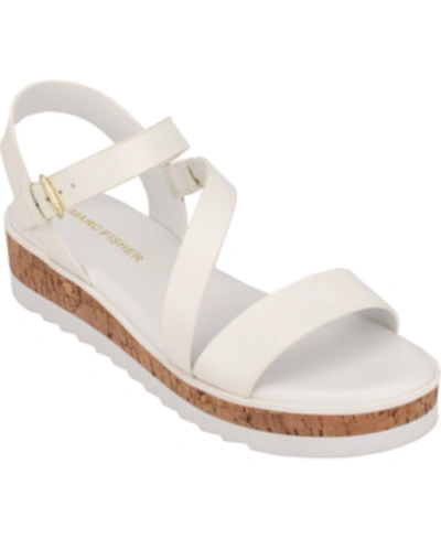 Marc Fisher Grandie Treaded Flatform Wedge Sandals In Silver - Manmade