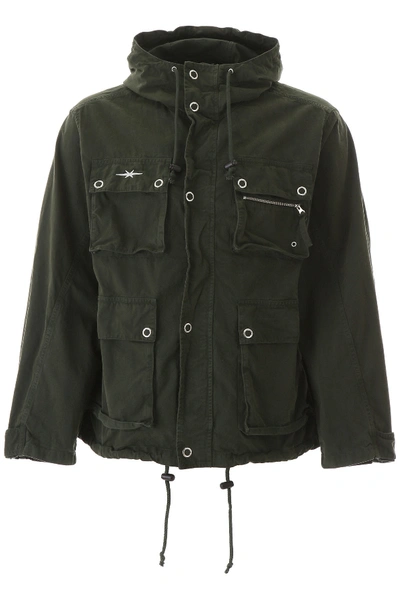 Phipps Holocene Logo-embroidered Cotton-twill Parka In Green