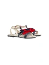 GUCCI CHILDREN'S LEATHER SANDAL WITH WEB BOW