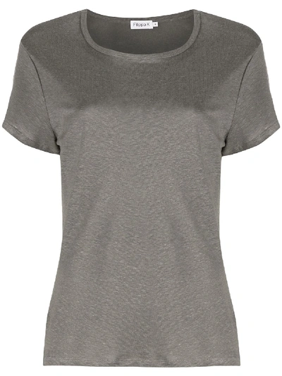 Filippa K Hazel Round Neck T-shirt In Nickel Grey